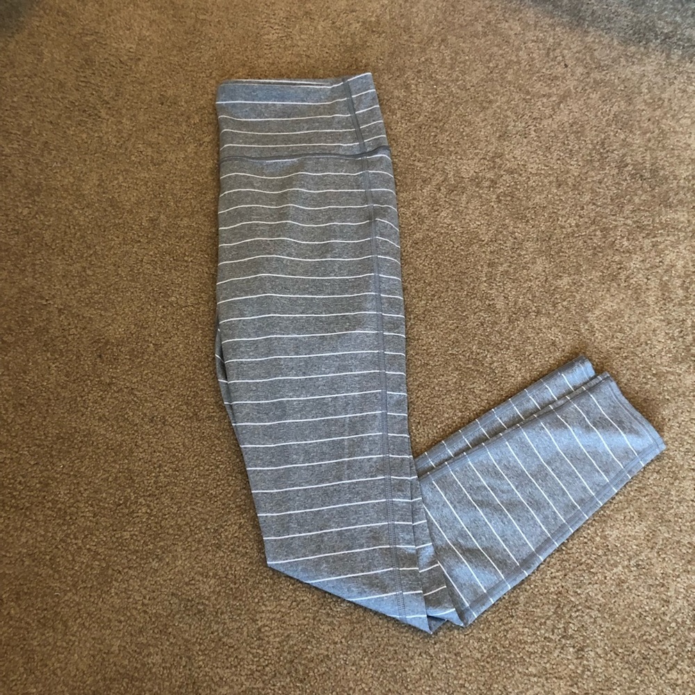 Athleta Grey & White Stripe Leggings